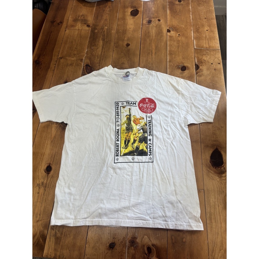 Vintage Hanes Beefy-T Robert Rogina Coca-Cola Soccer Training Camp T-Shirt XL